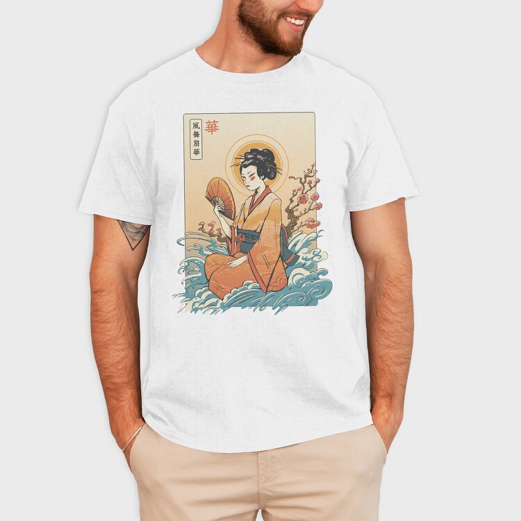Geisha Waves Japanese Traditional, Tricou Barbati (Unisex)