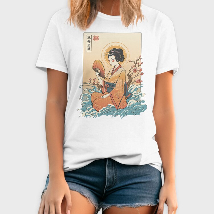 Geisha Waves Japanese Traditional, Tricou Barbati (Unisex)