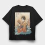 Geisha Waves Japanese Traditional, Tricou Oversize Barbati (Unisex)