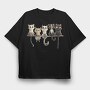 Colorful Cat Groupies, Tricou Oversize Barbati (Unisex)