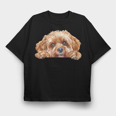 Cavapoo Peeking Face, Tricou Oversize Barbati (Unisex)