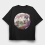 Japanese Geisha And Landscape Tea, Tricou Oversize Barbati (Unisex)