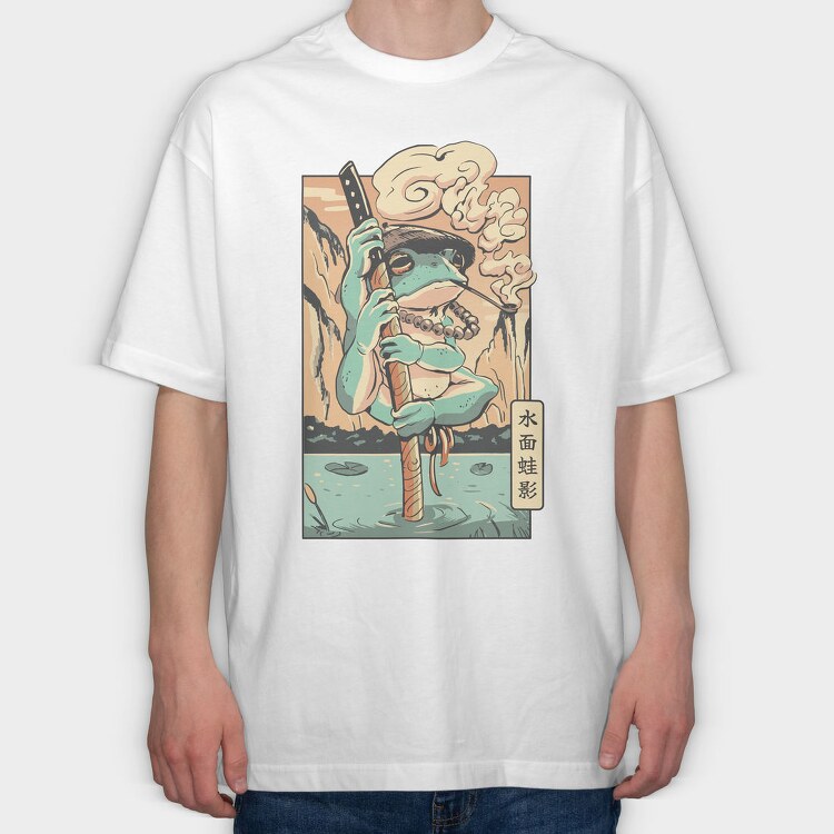 Frog Samurai Japanese Chill Traditional, Tricou Oversize Barbati (Unisex)