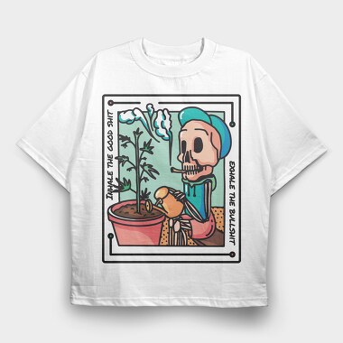 Inhale The Good Weed Skeleton Skull, Tricou Oversize Barbati (Unisex)