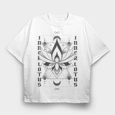 Inner Lotus Flower Monochrome Tote, Tricou Oversize Barbati (Unisex)
