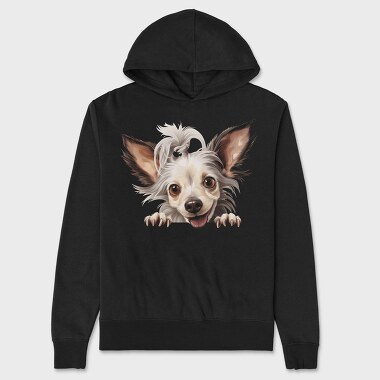 Chinese Crested Peeking, Hanorac Oversize Barbati (Unisex)