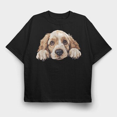 Clumber Spaniel Peeking, Tricou Oversize Barbati (Unisex)