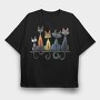 Colorful Cat Party, Tricou Oversize Barbati (Unisex)