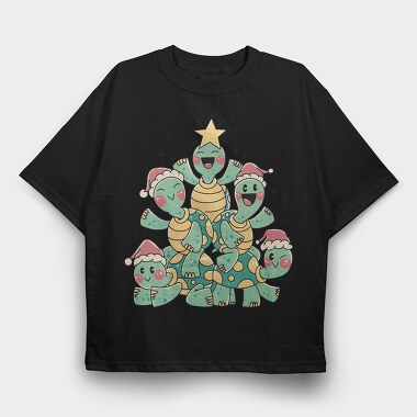 Christmas Turtles Tree X Mas, Tricou Oversize Barbati (Unisex)