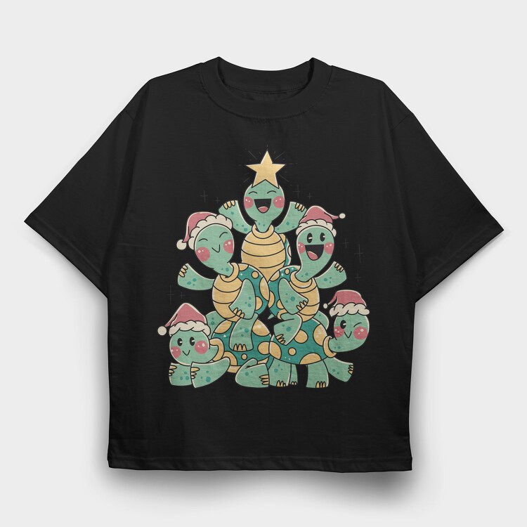 Christmas Turtles Tree X Mas, Tricou Oversize Barbati (Unisex)