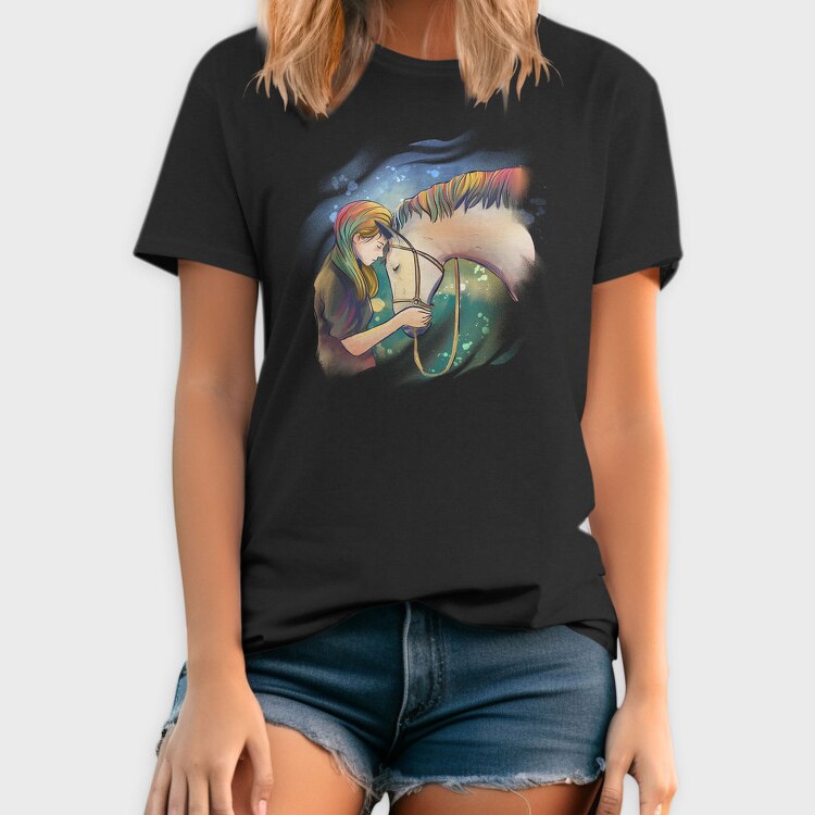Horse Girl Colorful Hair, Tricou Barbati (Unisex)