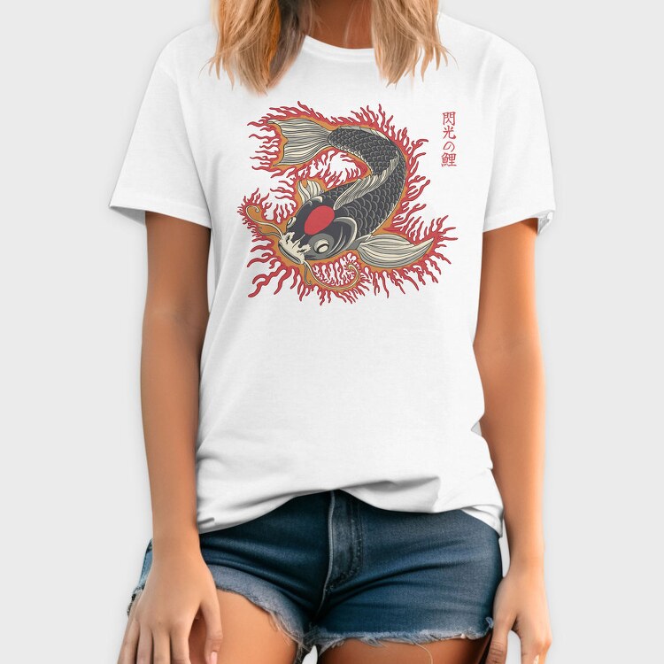 Japanese Koi Flames Fire Traditional, Tricou Barbati (Unisex)