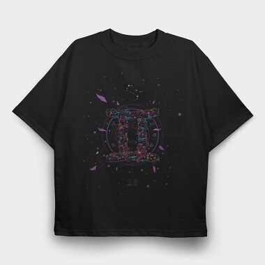 Gemini Floral Zodiac Sign Gemeni, Tricou Oversize Barbati (Unisex)