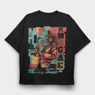 Reggae Musician Abstract Music, Tricou Oversize Barbati (Unisex)
