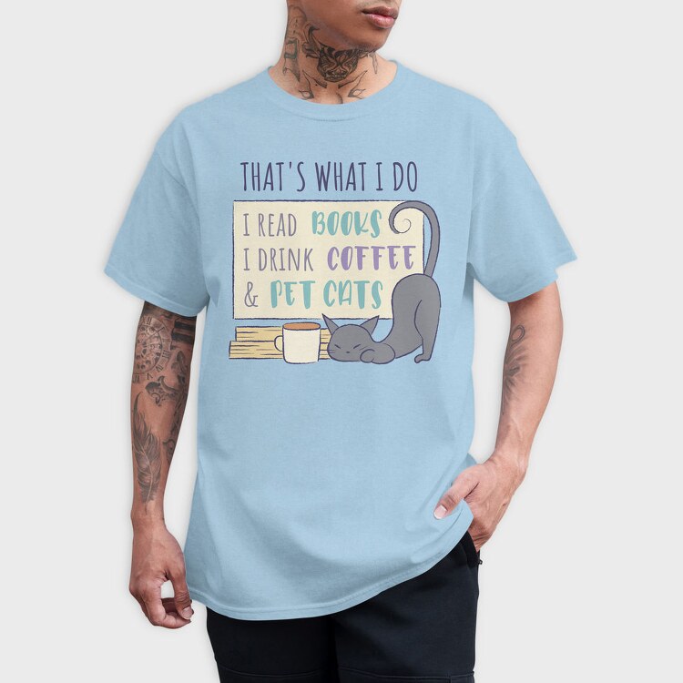 Books Cats And Coffee Pet, Tricou Barbati (Unisex)