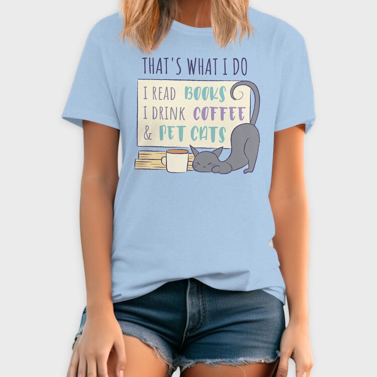 Books Cats And Coffee Pet, Tricou Barbati (Unisex)