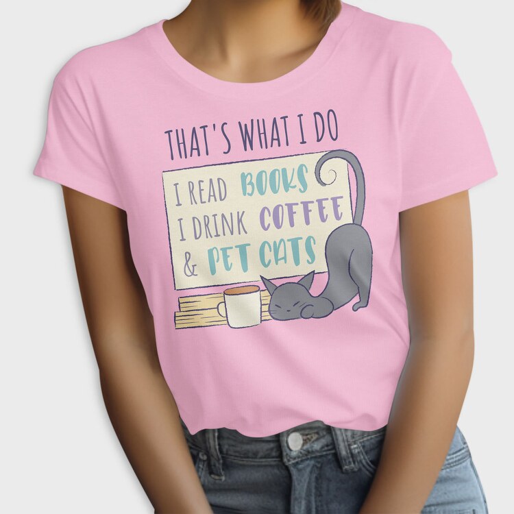 Books Cats And Coffee Pet, Tricou Femei