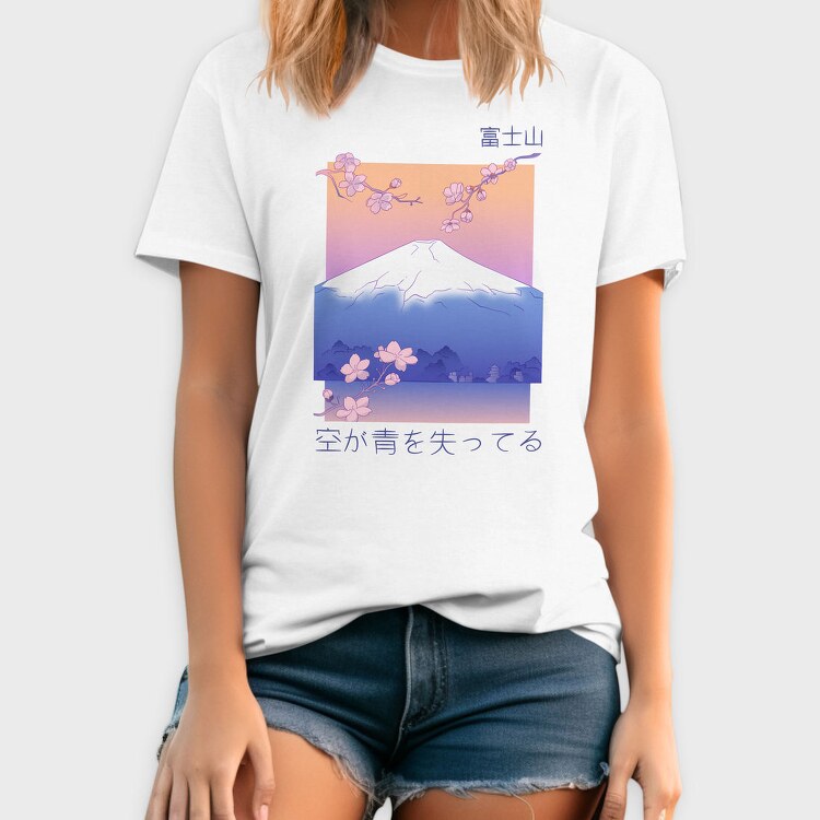 Japanese Mountain Landscape Vaporwave Anime, Tricou Barbati (Unisex)