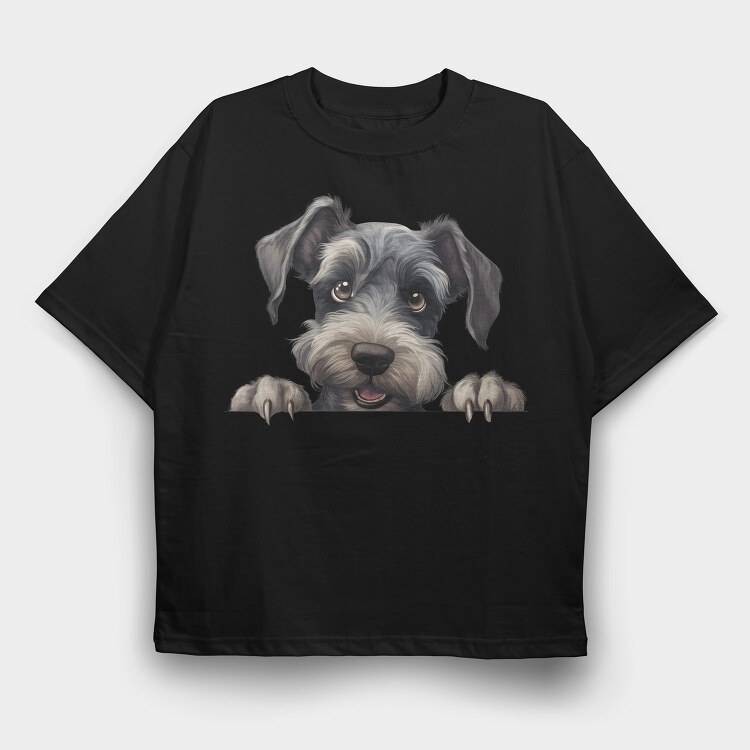 Cesky Terrier Peeking, Tricou Oversize Barbati (Unisex)