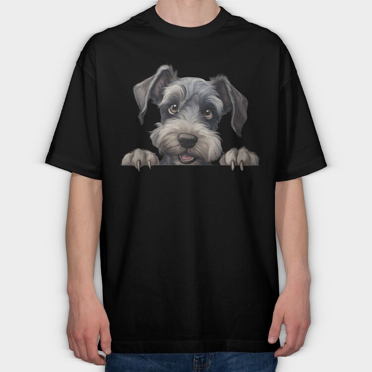Cesky Terrier Peeking, Tricou Oversize Barbati (Unisex)