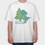 Christmas T Rex And Tree Chistmas, Tricou Oversize Barbati (Unisex)