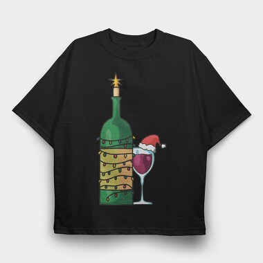 Christmas Wine Glass, Tricou Oversize Barbati (Unisex)
