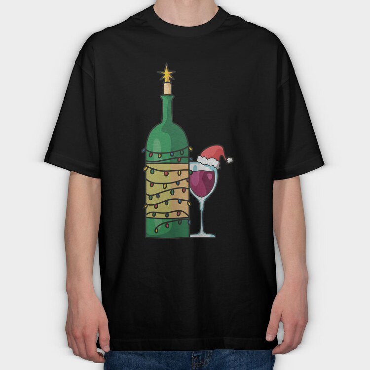 Christmas Wine Glass, Tricou Oversize Barbati (Unisex)