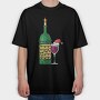 Christmas Wine Glass, Tricou Oversize Barbati (Unisex)