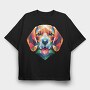 Geometric Beagle, Tricou Oversize Barbati (Unisex)
