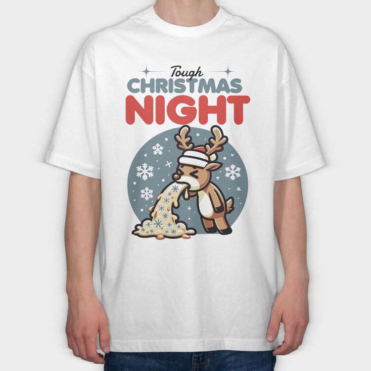 Christmas Sick Reindeer Night, Tricou Oversize Barbati (Unisex)