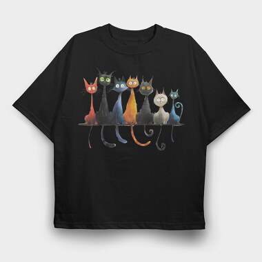 Colorful Cats Group, Tricou Oversize Barbati (Unisex)
