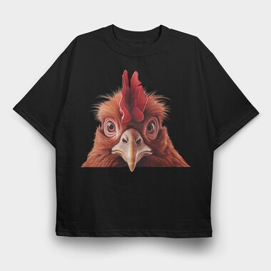 Chicken Head Peeking, Tricou Oversize Barbati (Unisex)
