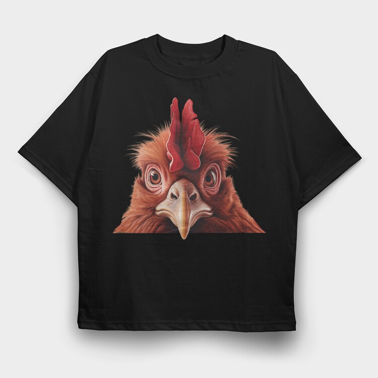Chicken Head Peeking, Tricou Oversize Barbati (Unisex)