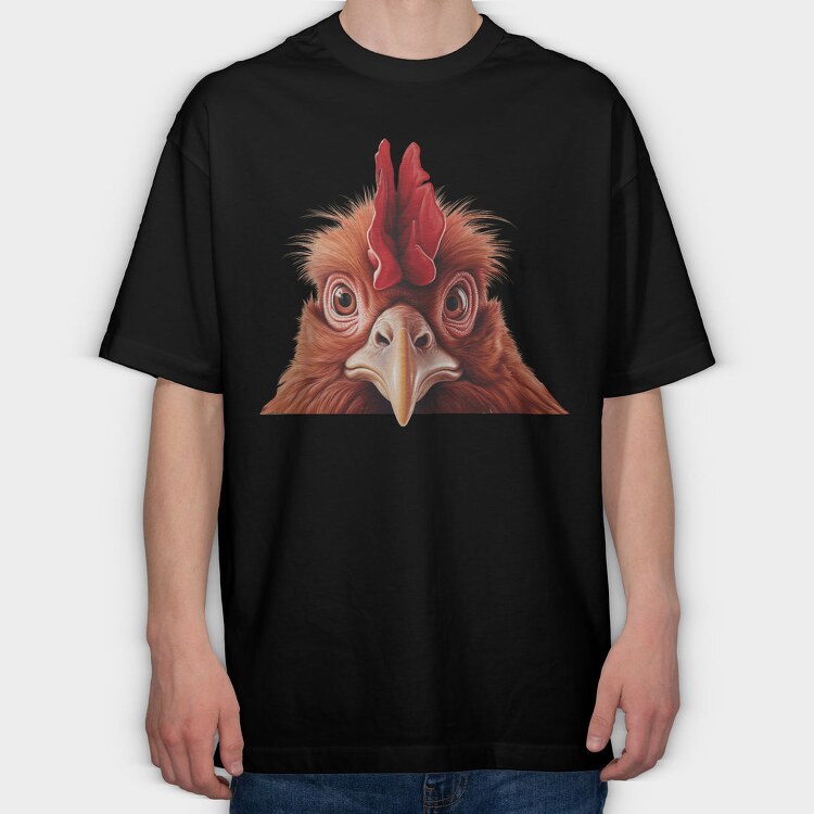 Chicken Head Peeking, Tricou Oversize Barbati (Unisex)