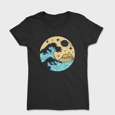 Illustrated Waves And Beach 05, Tricou Femei