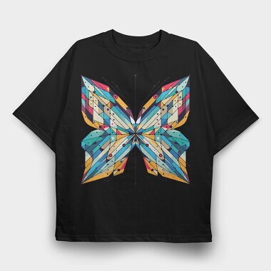 Geometric Butterfly, Tricou Oversize Barbati (Unisex)