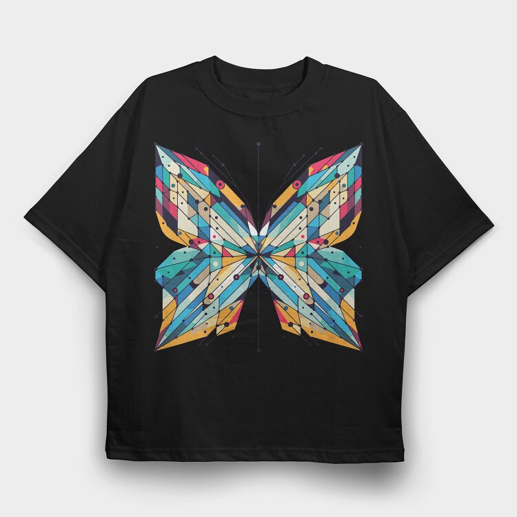 Geometric Butterfly, Tricou Oversize Barbati (Unisex)