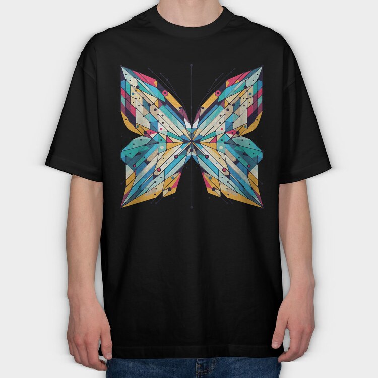 Geometric Butterfly, Tricou Oversize Barbati (Unisex)