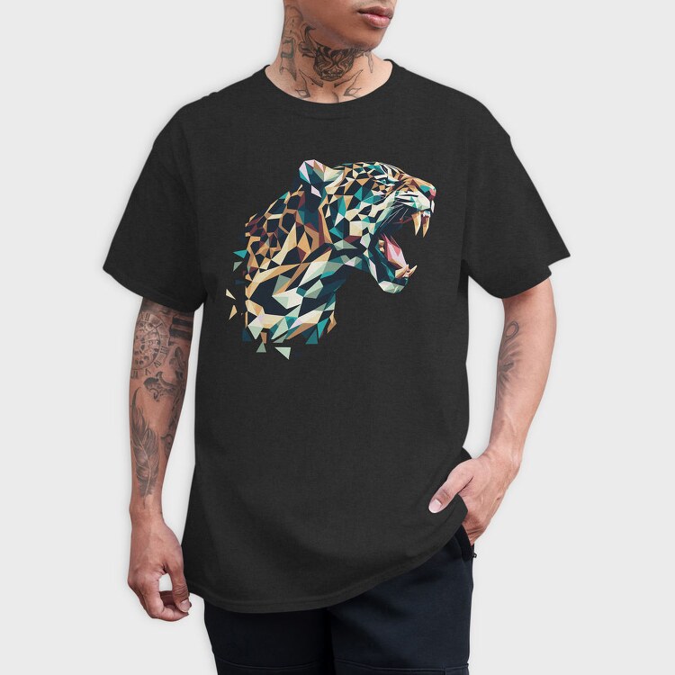 Geometric Jaguar Polygonal, Tricou Barbati (Unisex)