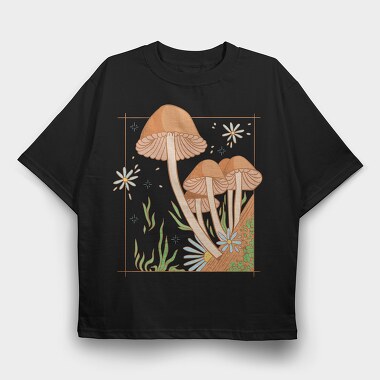 Mushroom Garden Fungi Cottage Core, Tricou Oversize Barbati (Unisex)