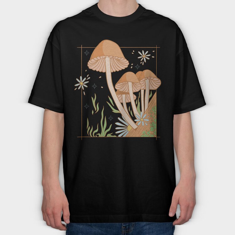 Mushroom Garden Fungi Cottage Core, Tricou Oversize Barbati (Unisex)