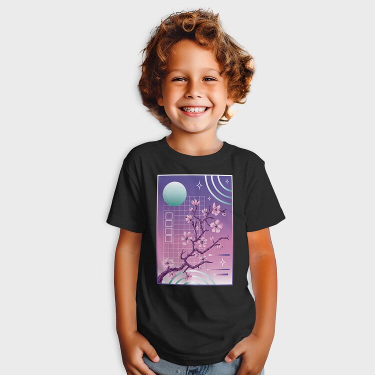 Japanese Sakura Vaporwave Tree, Tricou Copii