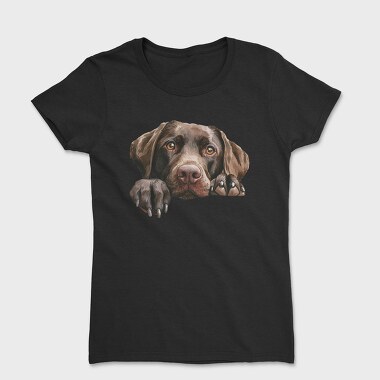 Chocolate Lab Peeking Face, Tricou Femei
