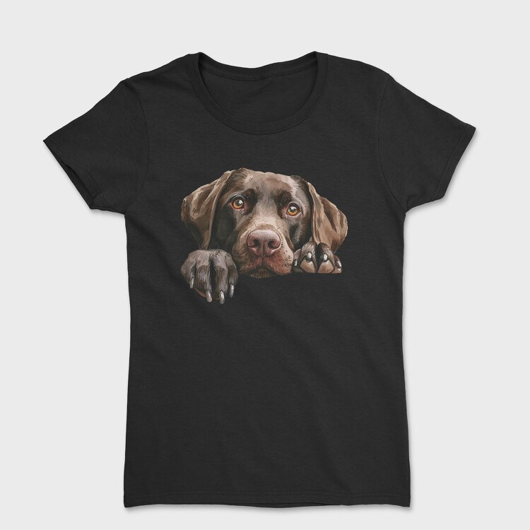 Chocolate Lab Peeking Face, Tricou Femei