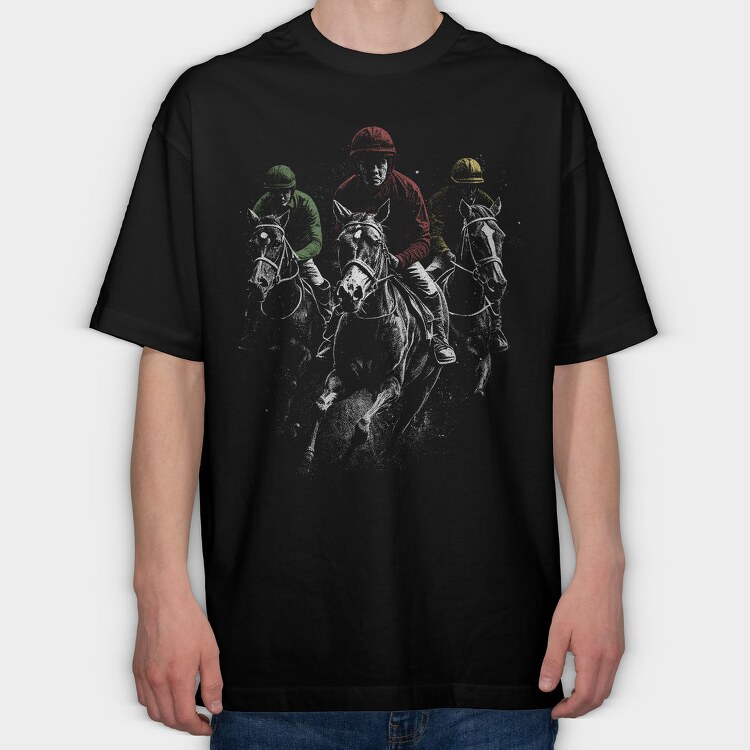 Horse Racing Action, Tricou Oversize Barbati (Unisex)