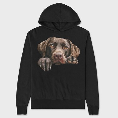 Chocolate Lab Peeking Face, Hanorac Oversize Barbati (Unisex)