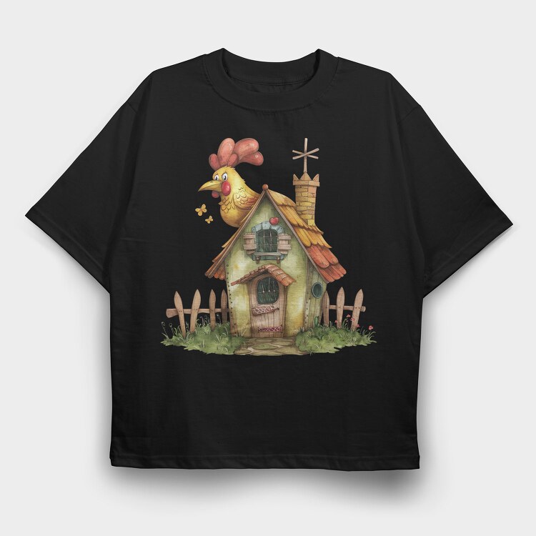 Chicken Hut Heart, Tricou Oversize Barbati (Unisex)