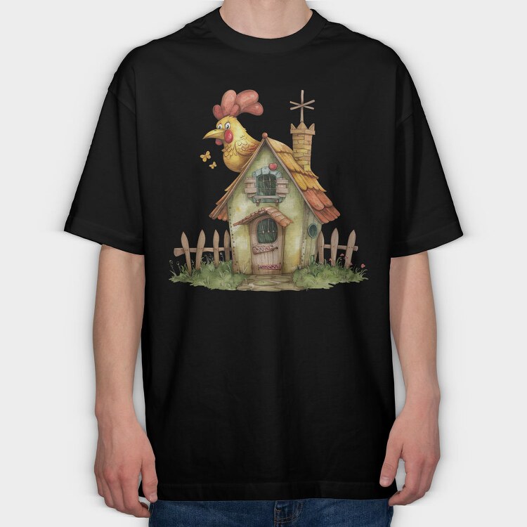 Chicken Hut Heart, Tricou Oversize Barbati (Unisex)