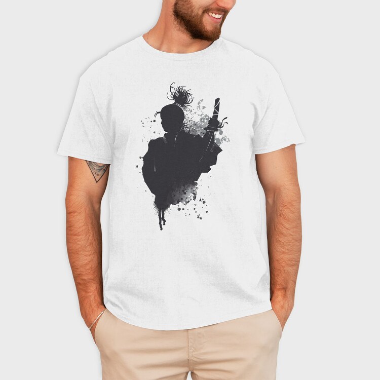 Japanese Samurai Warrior Ink Art, Tricou Barbati (Unisex)