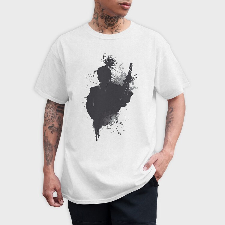 Japanese Samurai Warrior Ink Art, Tricou Barbati (Unisex)